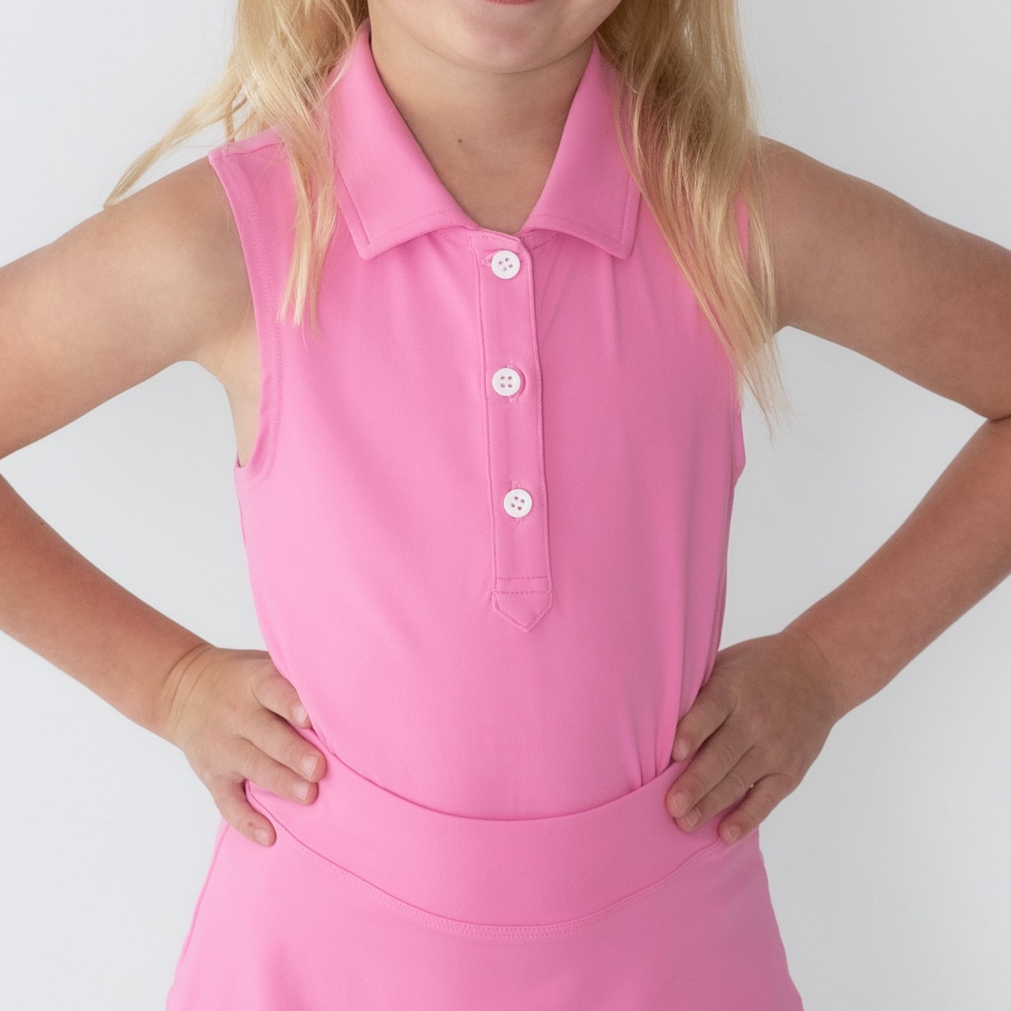 Girls sleeveless polo pink