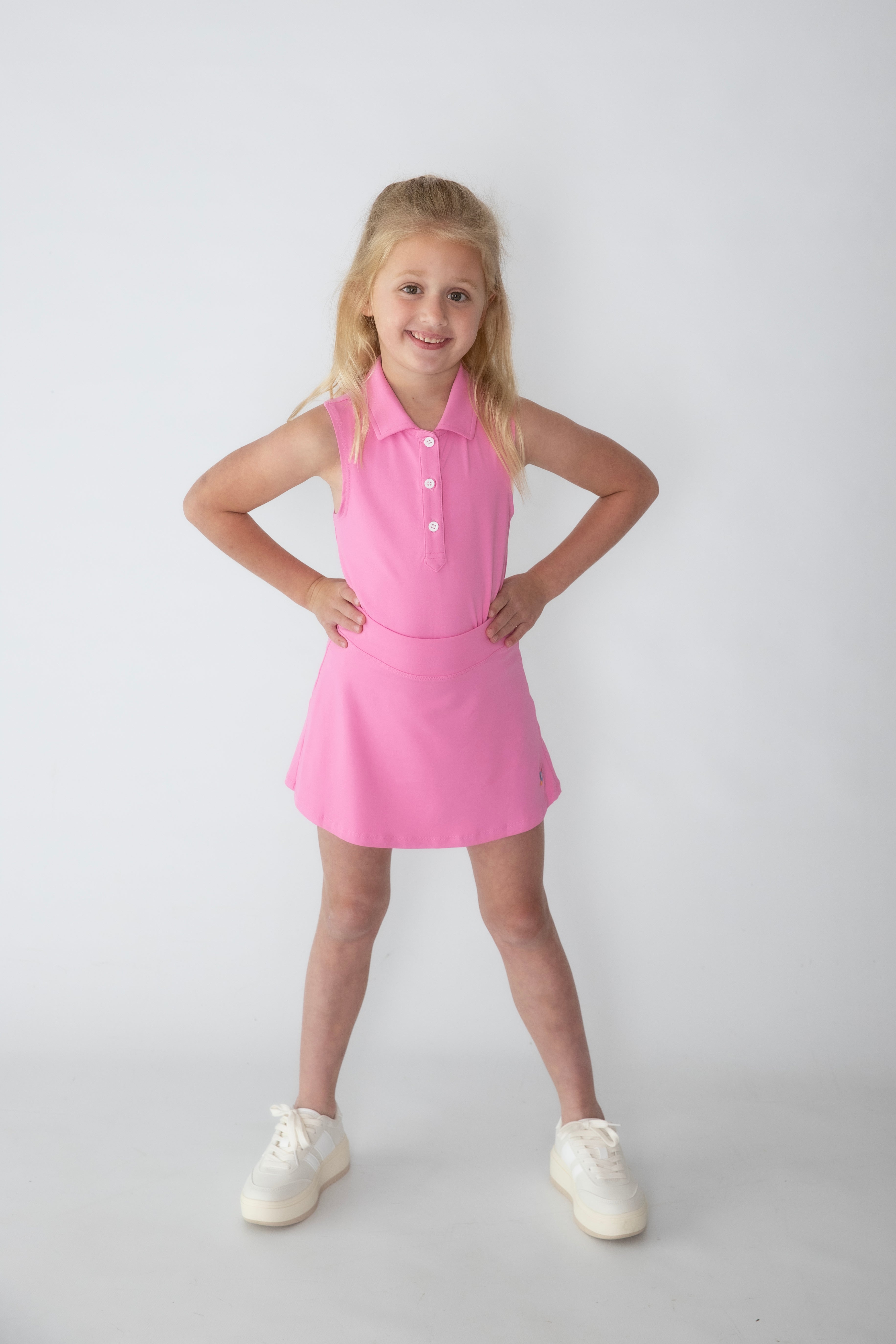 Girls sleeveless polo pink