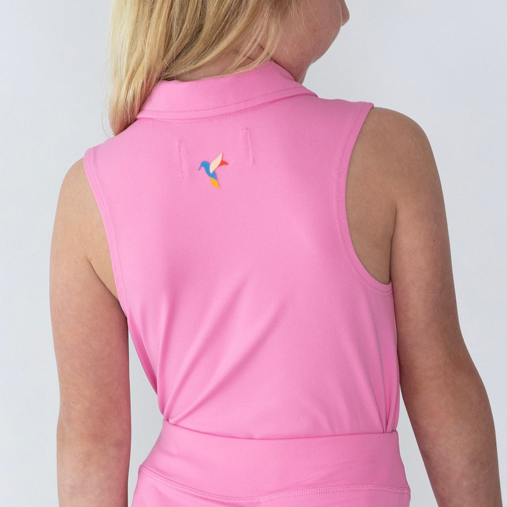 Girls sleeveless polo pink
