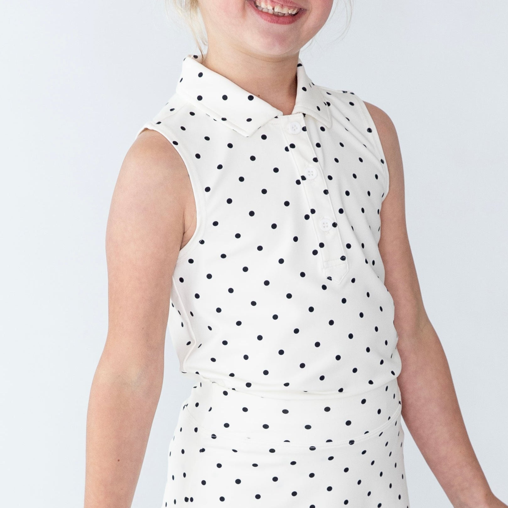 Girls sleeveless polo dot