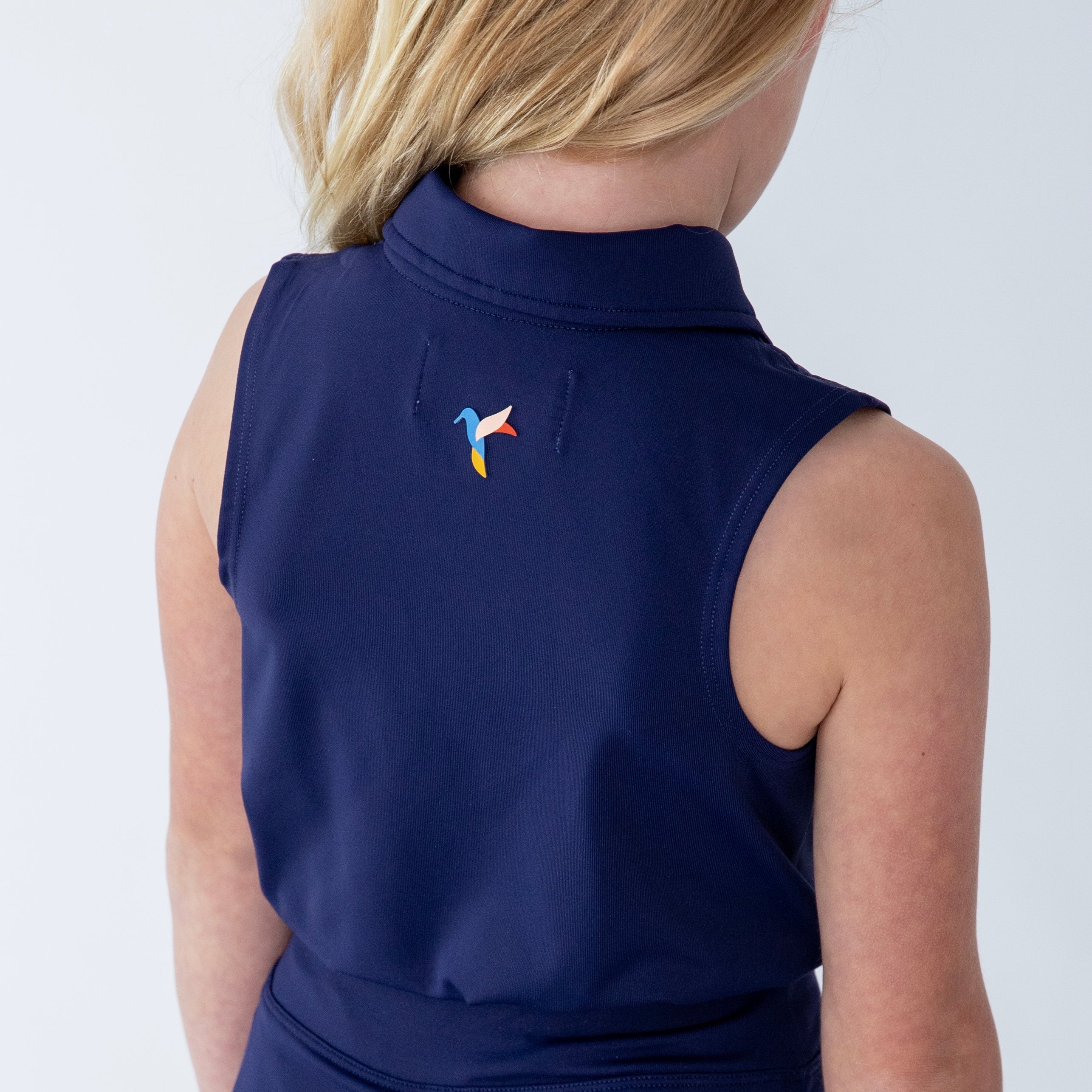 Girls sleeveless polo navy