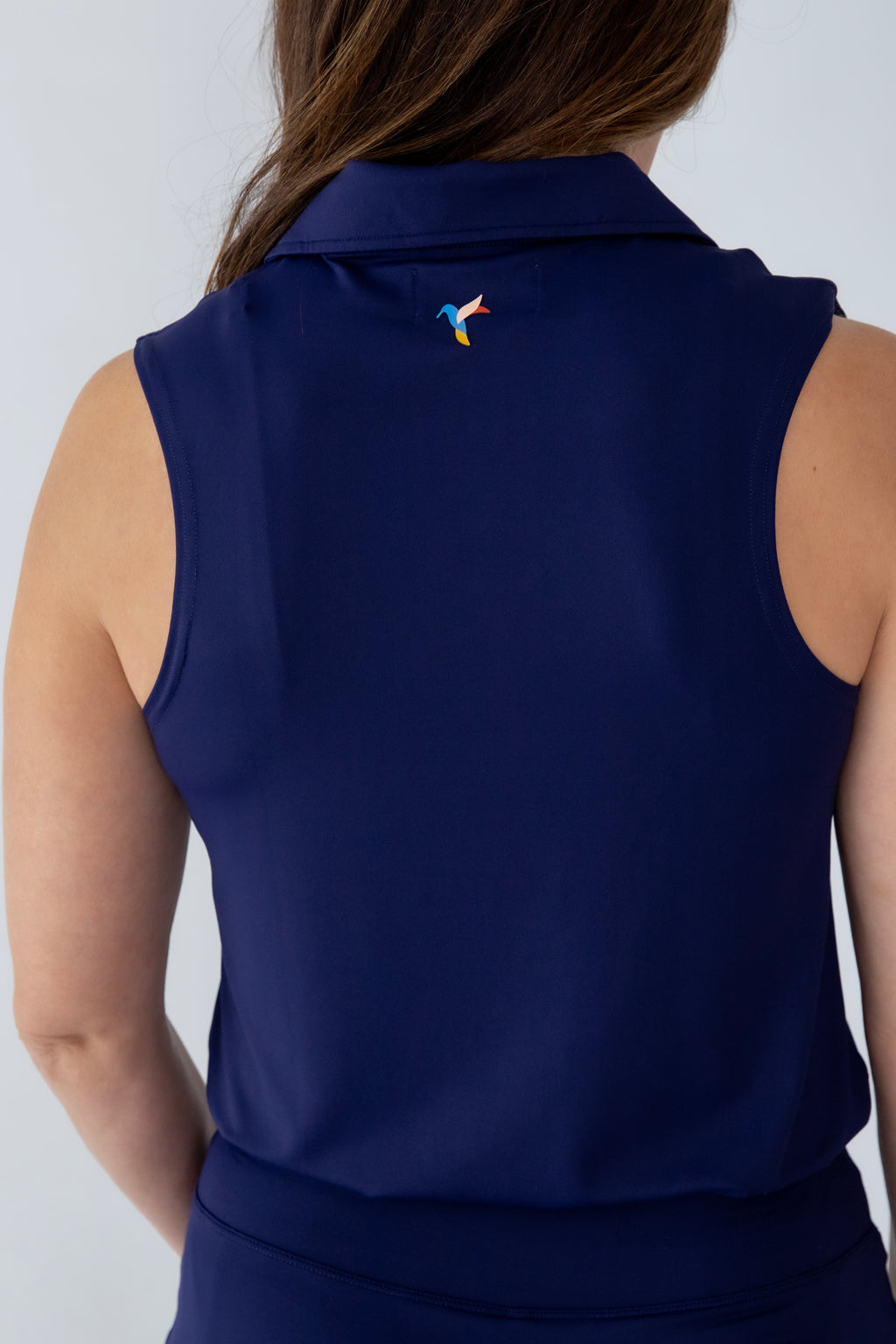 Women's sleeveless polo navy