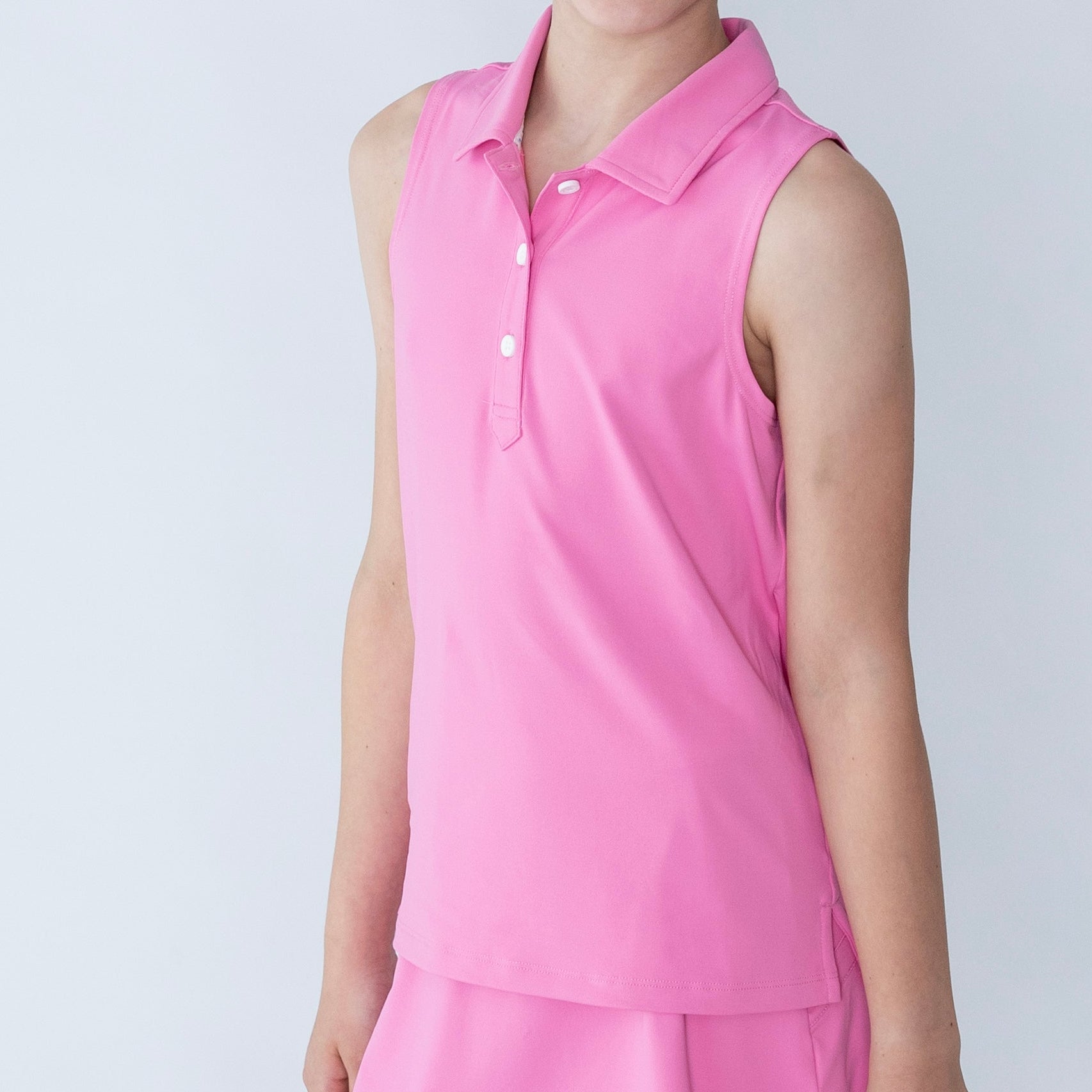Girls sleeveless polo pink