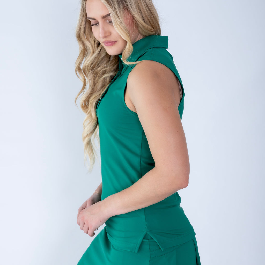 Women's sleeveless polo green