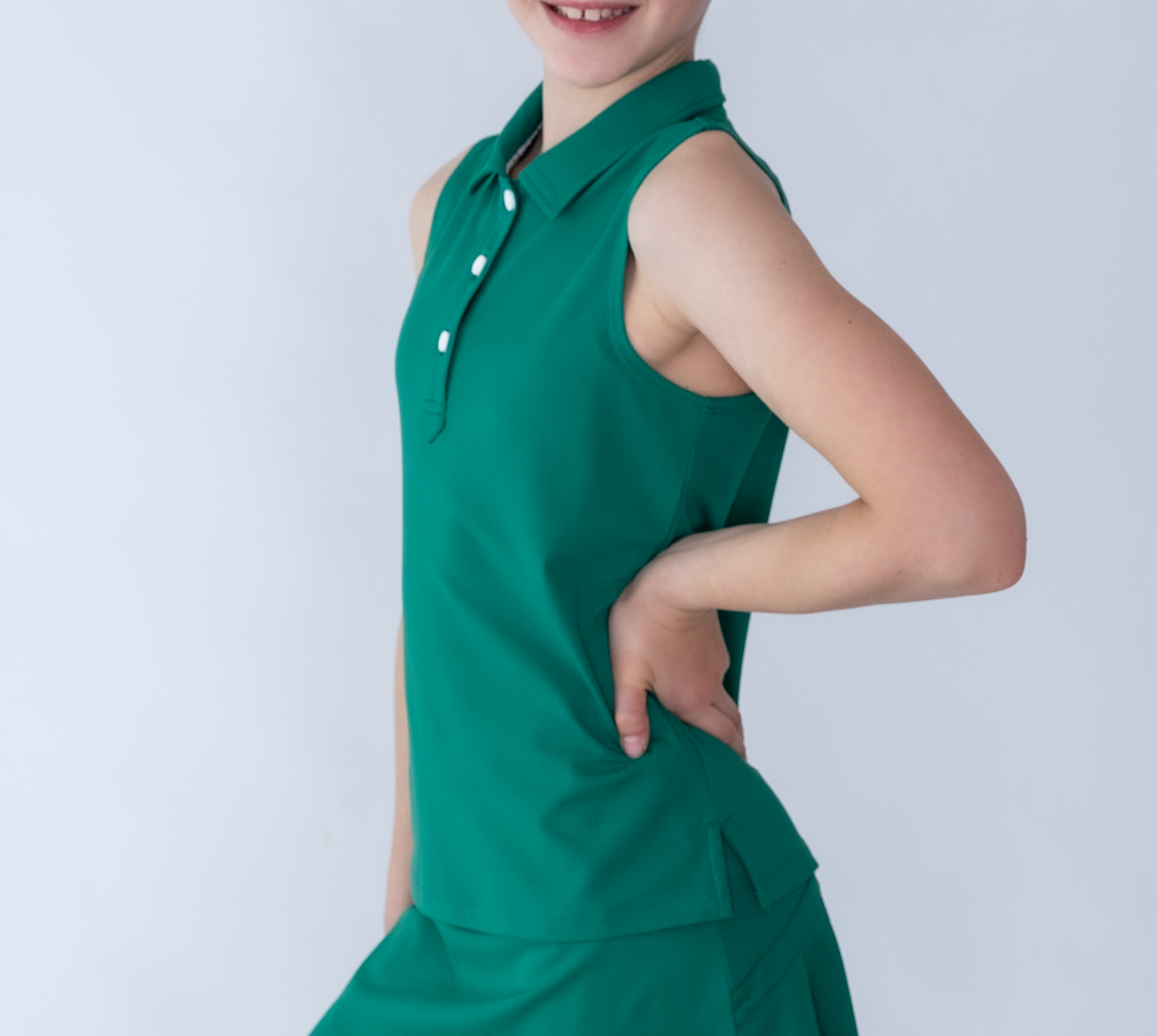 Girls sleeveless polo green