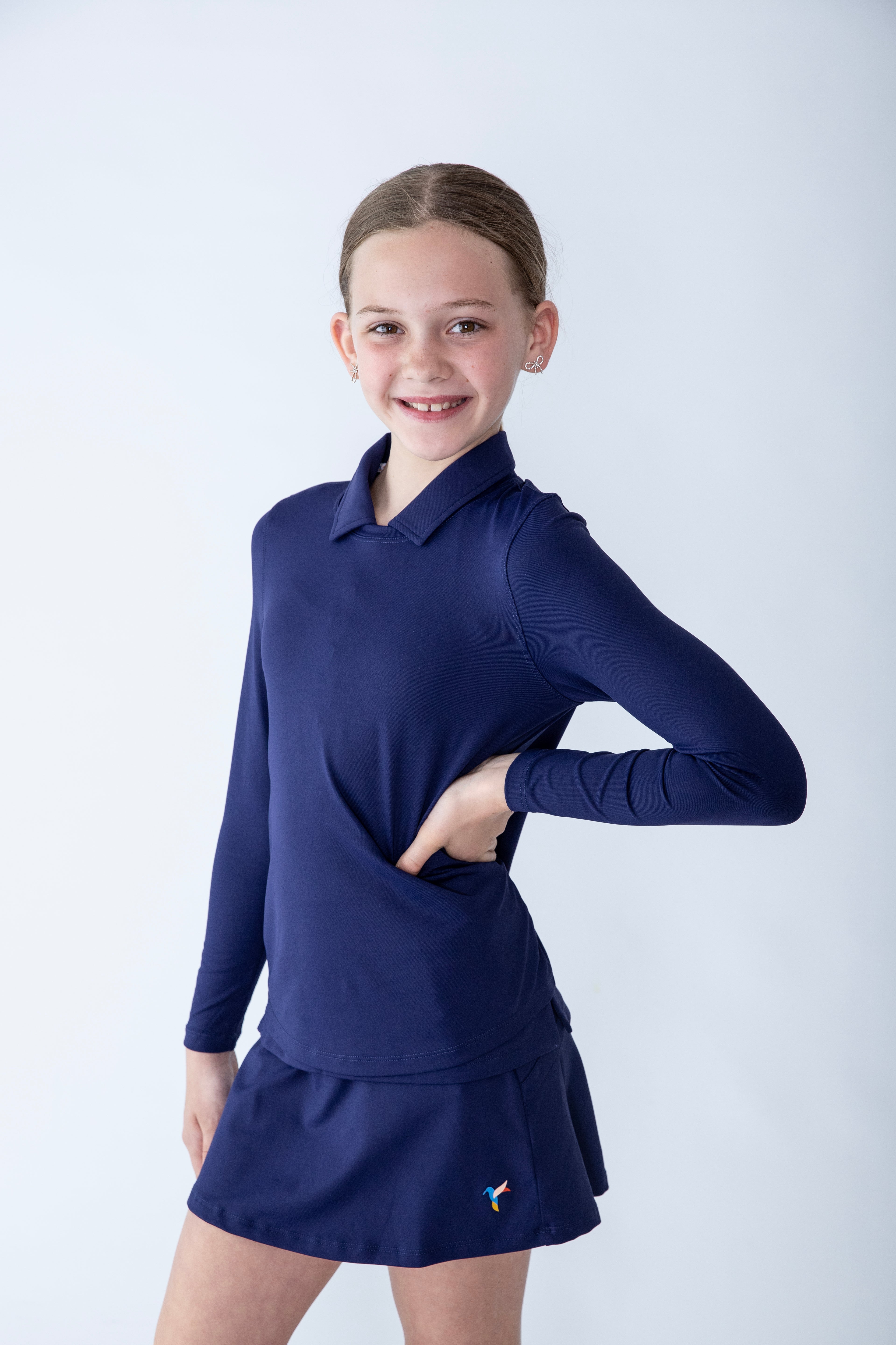 girls long sleeve navy