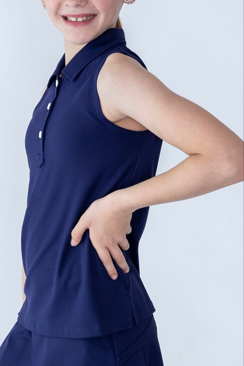 Girls sleeveless polo navy