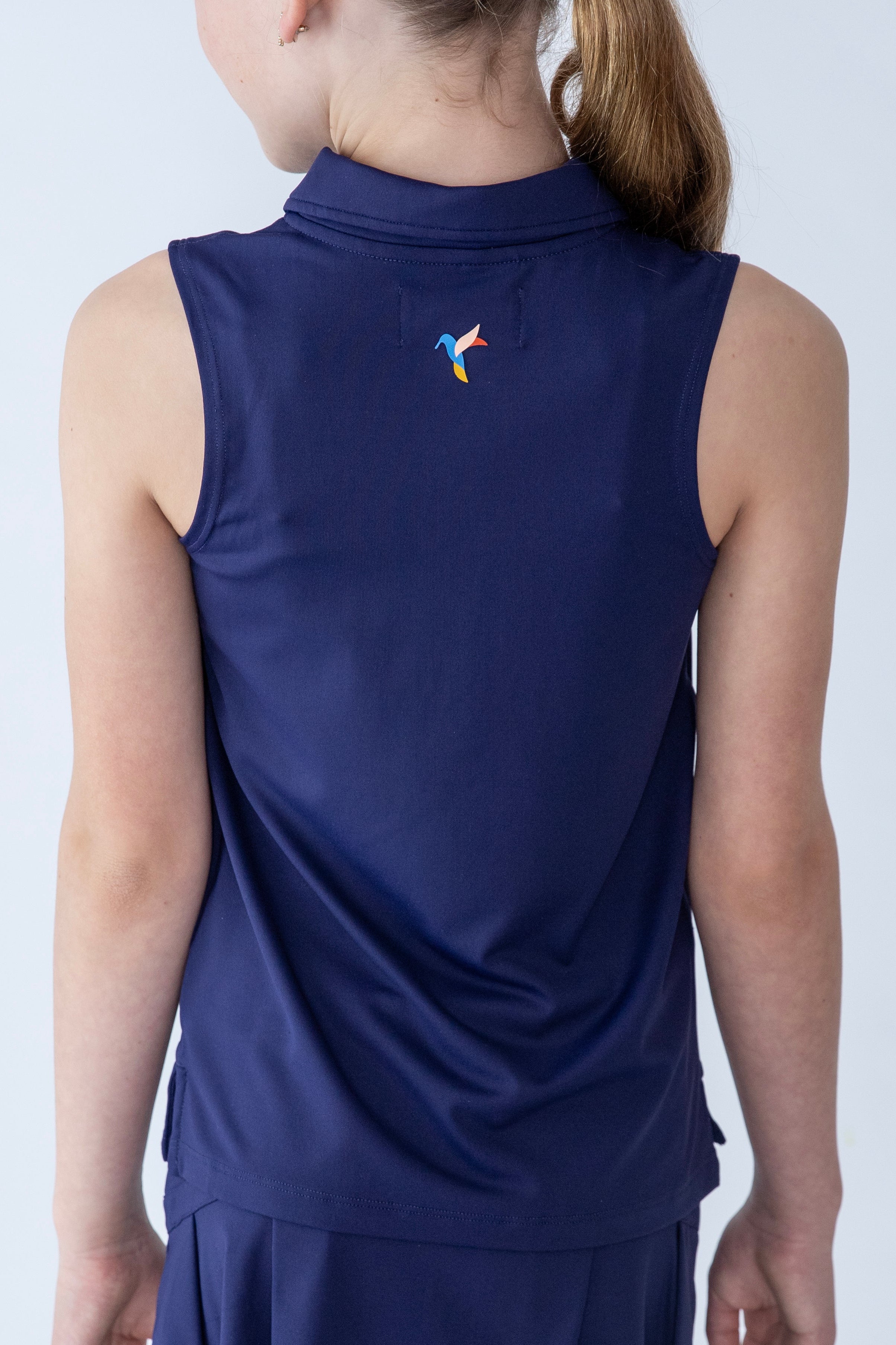 Girls sleeveless polo navy